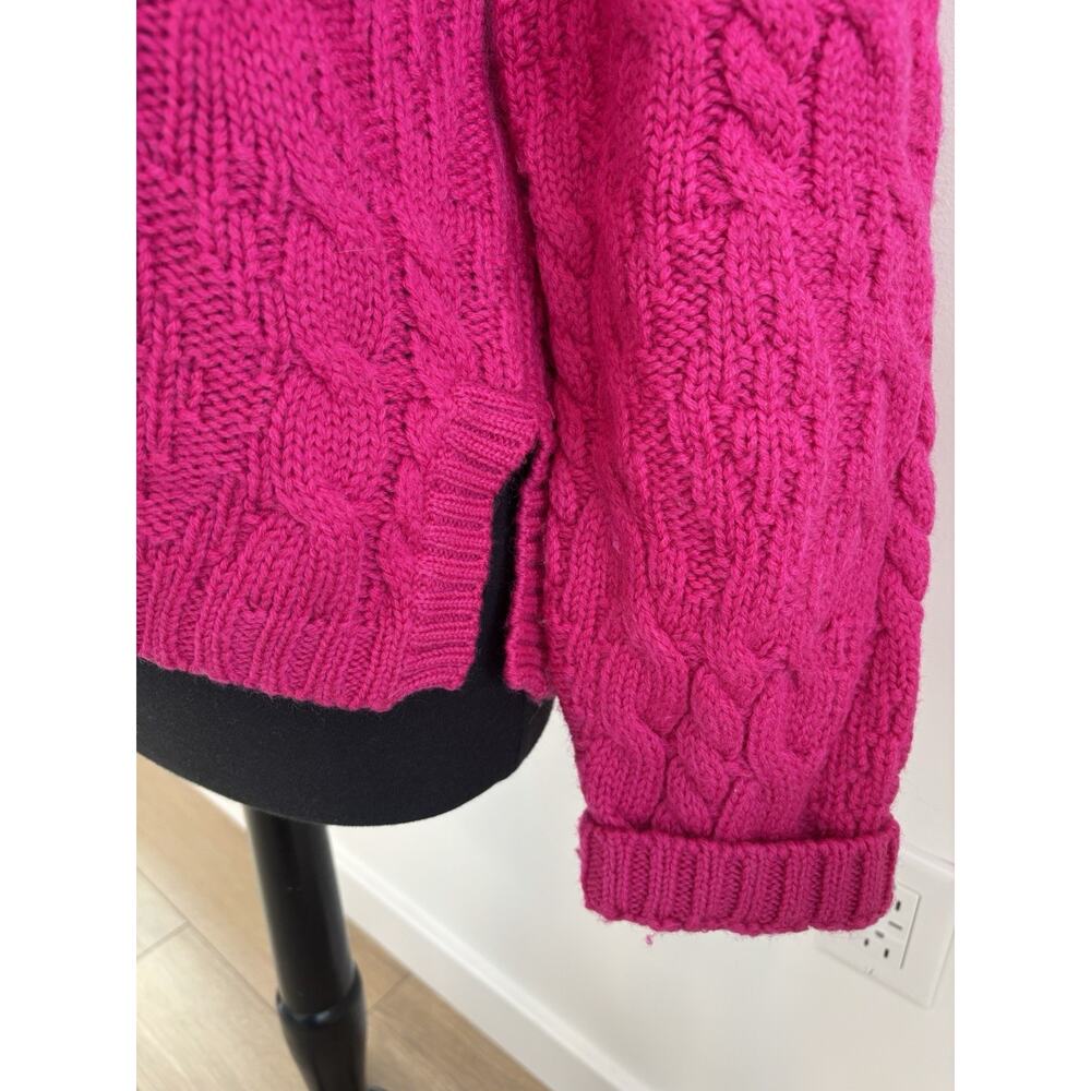 Evan Picone Vntg Fuchsia Pink Deep V Neck 100% Wool Heavy Sweater Oversized M - Picture 4 of 6